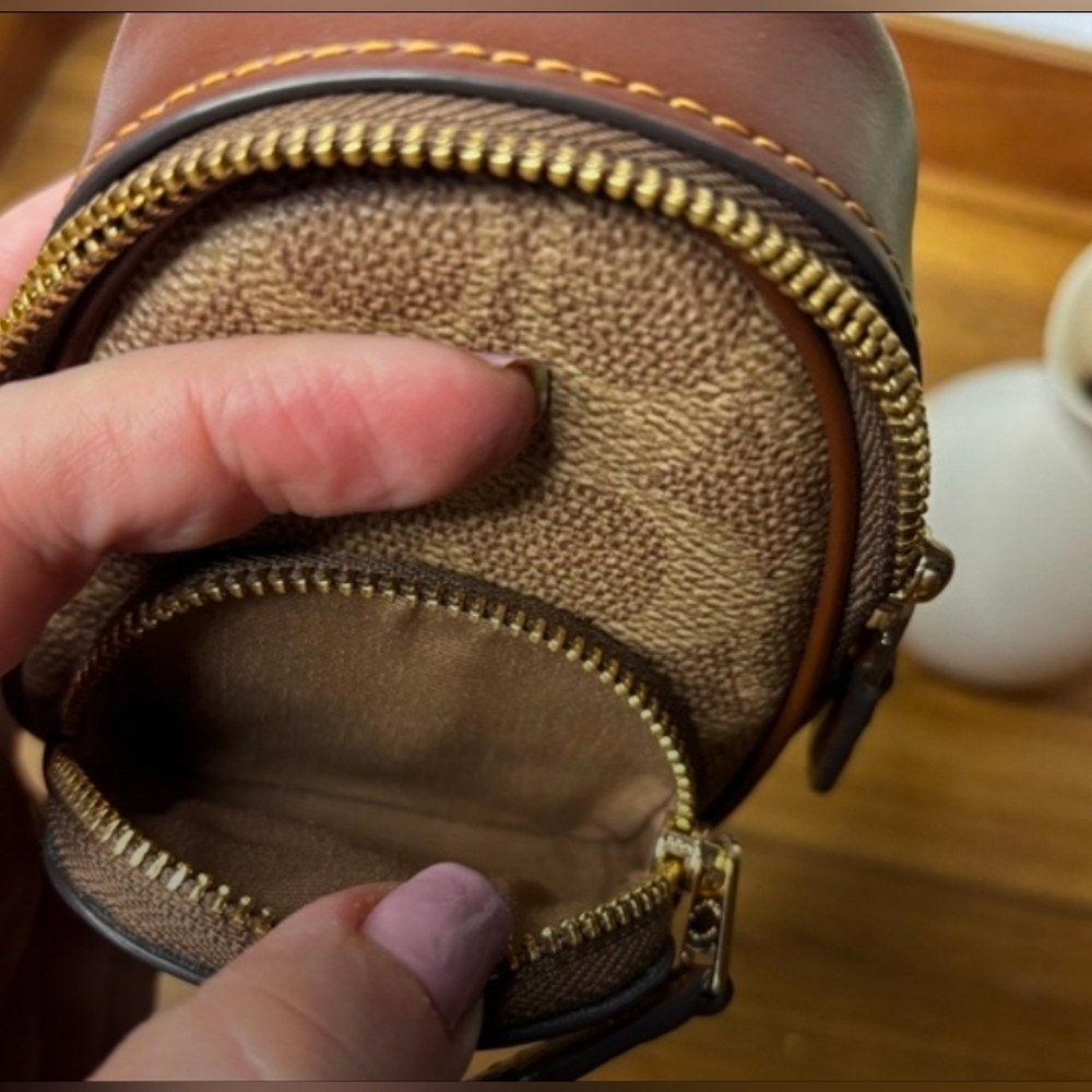 Coach Brown Mini Backpack Keychain - Picture 5 of 7